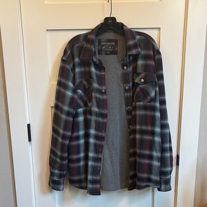 Men's Plaid Flannel Shirt Jacket - Black and Red